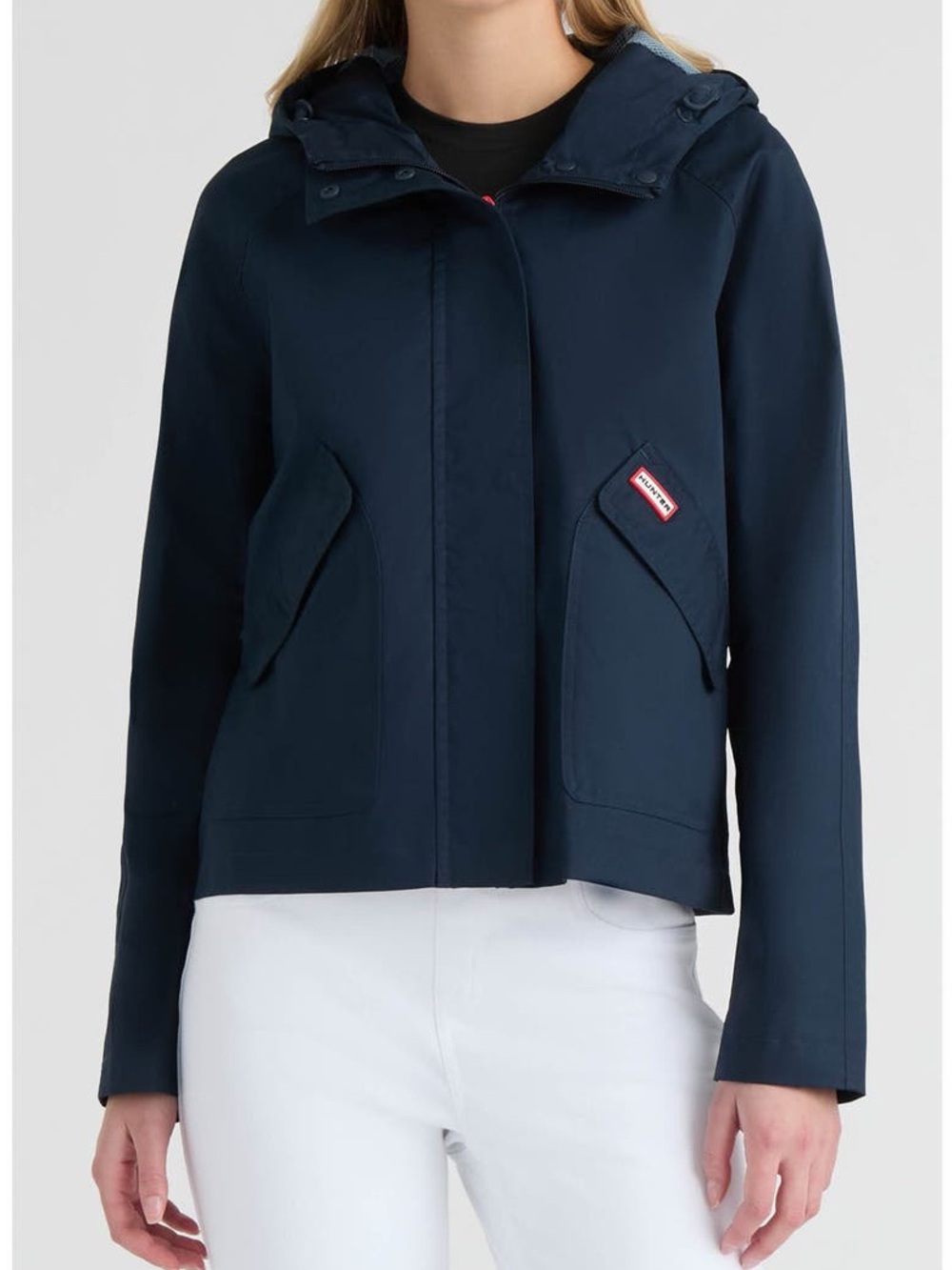 Hunter Julia Navy Hooded Rain Jacket
